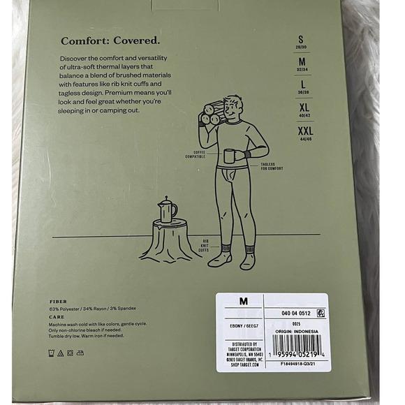 NIB Goodfellow & Co Premium Ultra-Soft Thermal Shirt and Pants - Black M - Picture 6 of 8